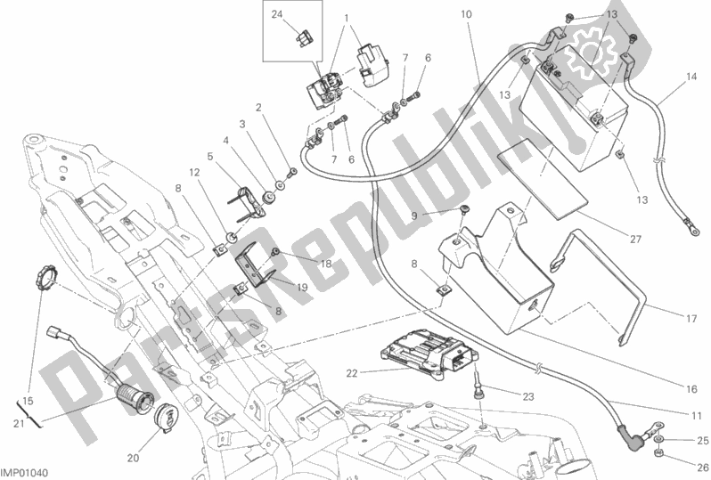 All parts for the Battery Holder of the Ducati Monster 797 Thailand 2018